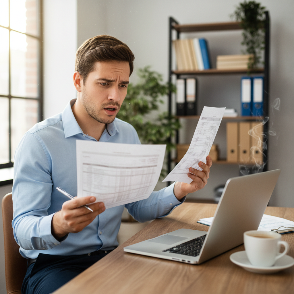 Marketer reviewing vendor contracts with skepticism