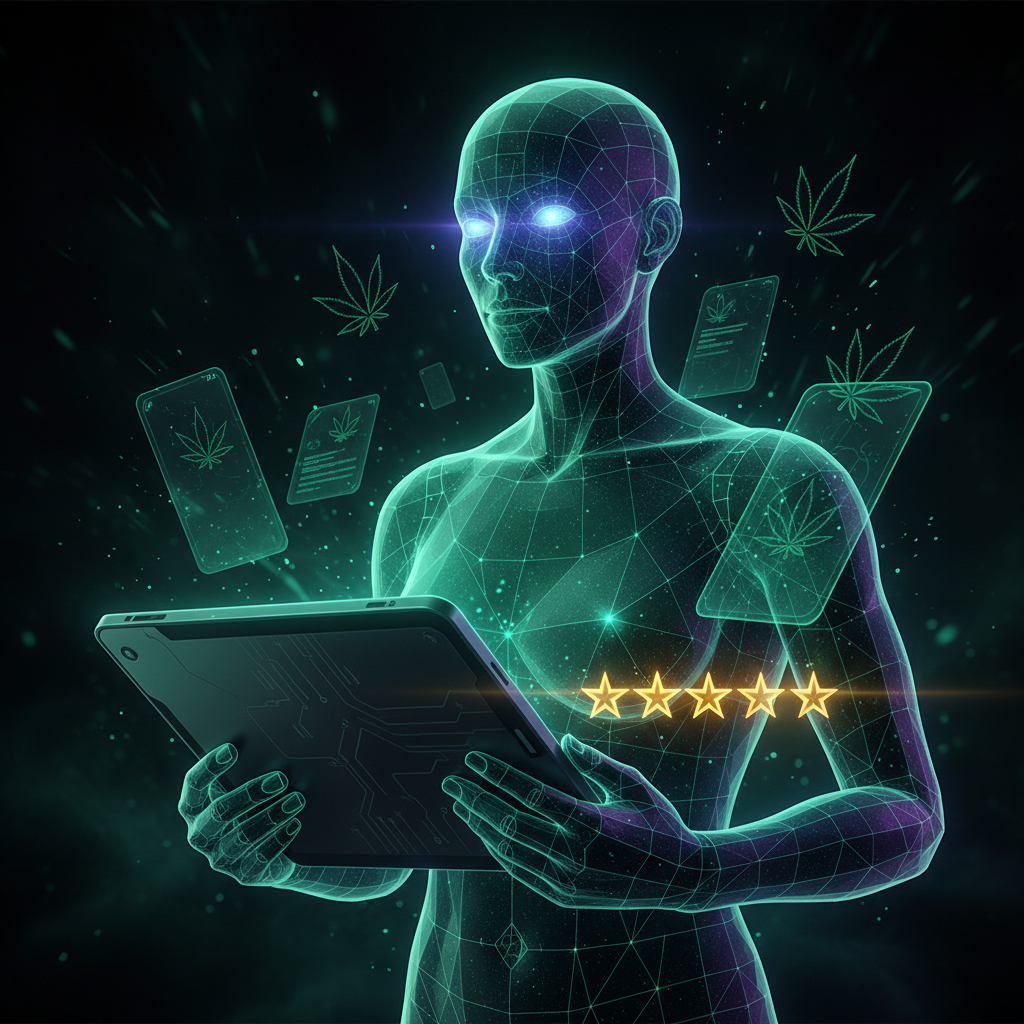 AI budtender interface in a dispensary setting
