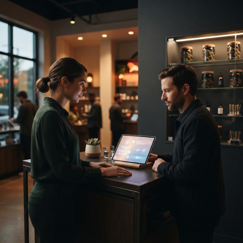 A tablet-powered dispensary consultation needs guardrails, not just a clever interface