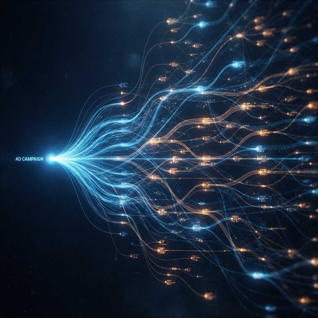 Abstract advertising optimization paths converging into opaque channels