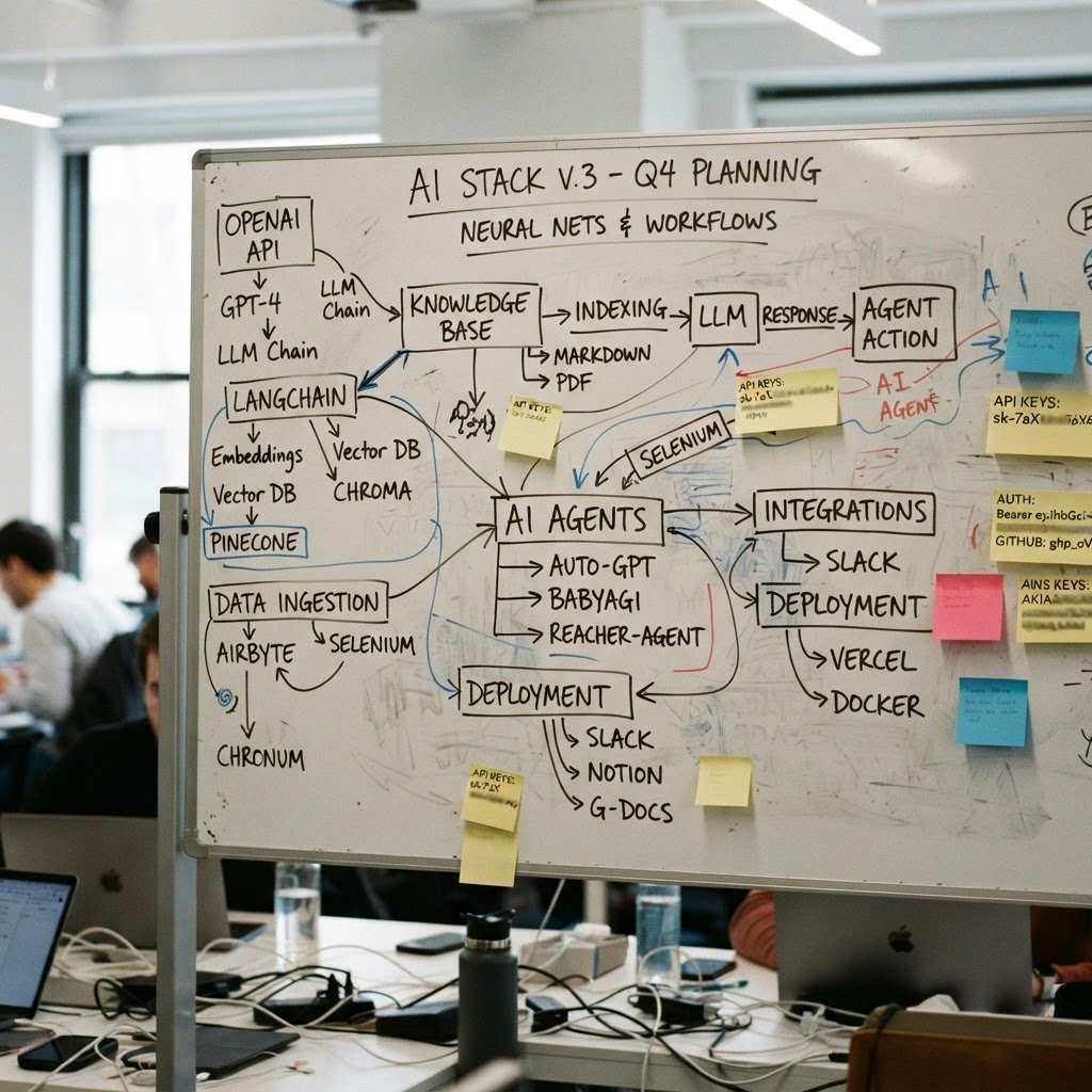 This is what identity governance looks like in most marketing departments. A whiteboard and hope. A whiteboard with handwritten notes about AI tools, integrations, and API credentials