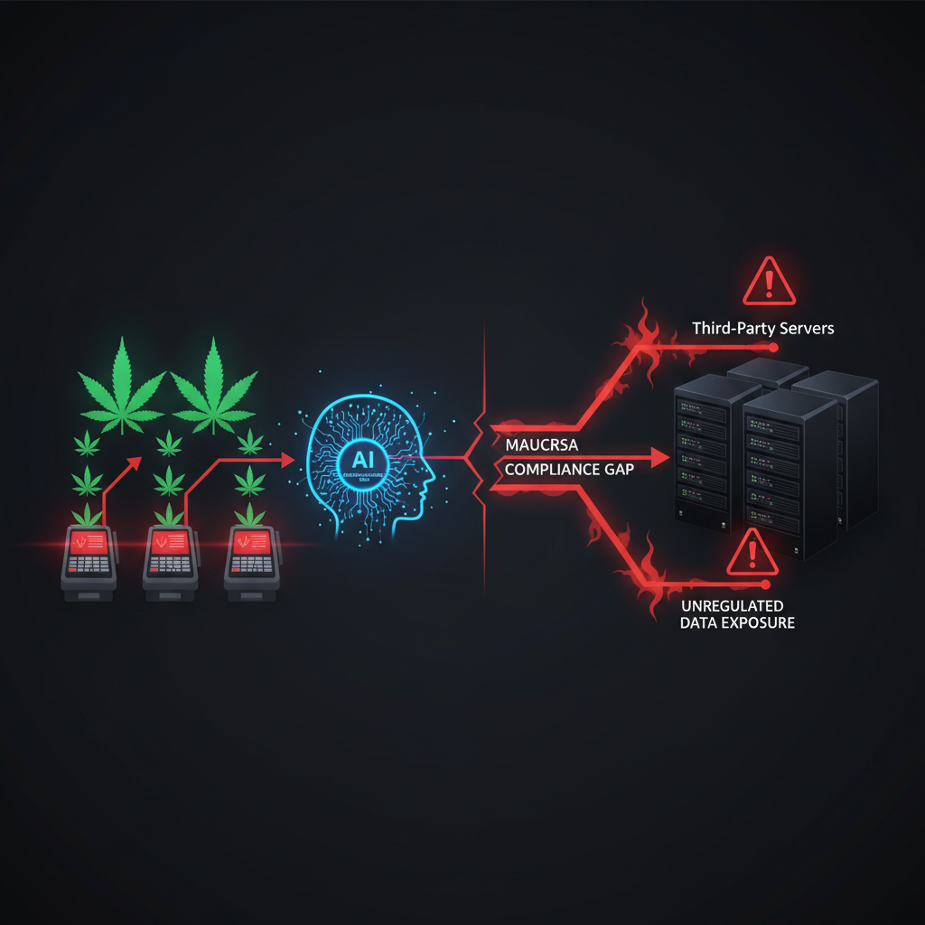 Cannabis customer data flowing from POS into AI recommendation engine into unregulated third-party servers