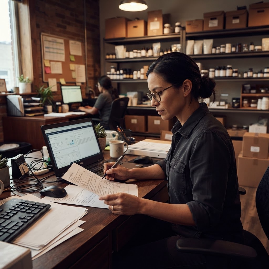 A dispensary operator checking compliance details before publishing a customer-facing answer