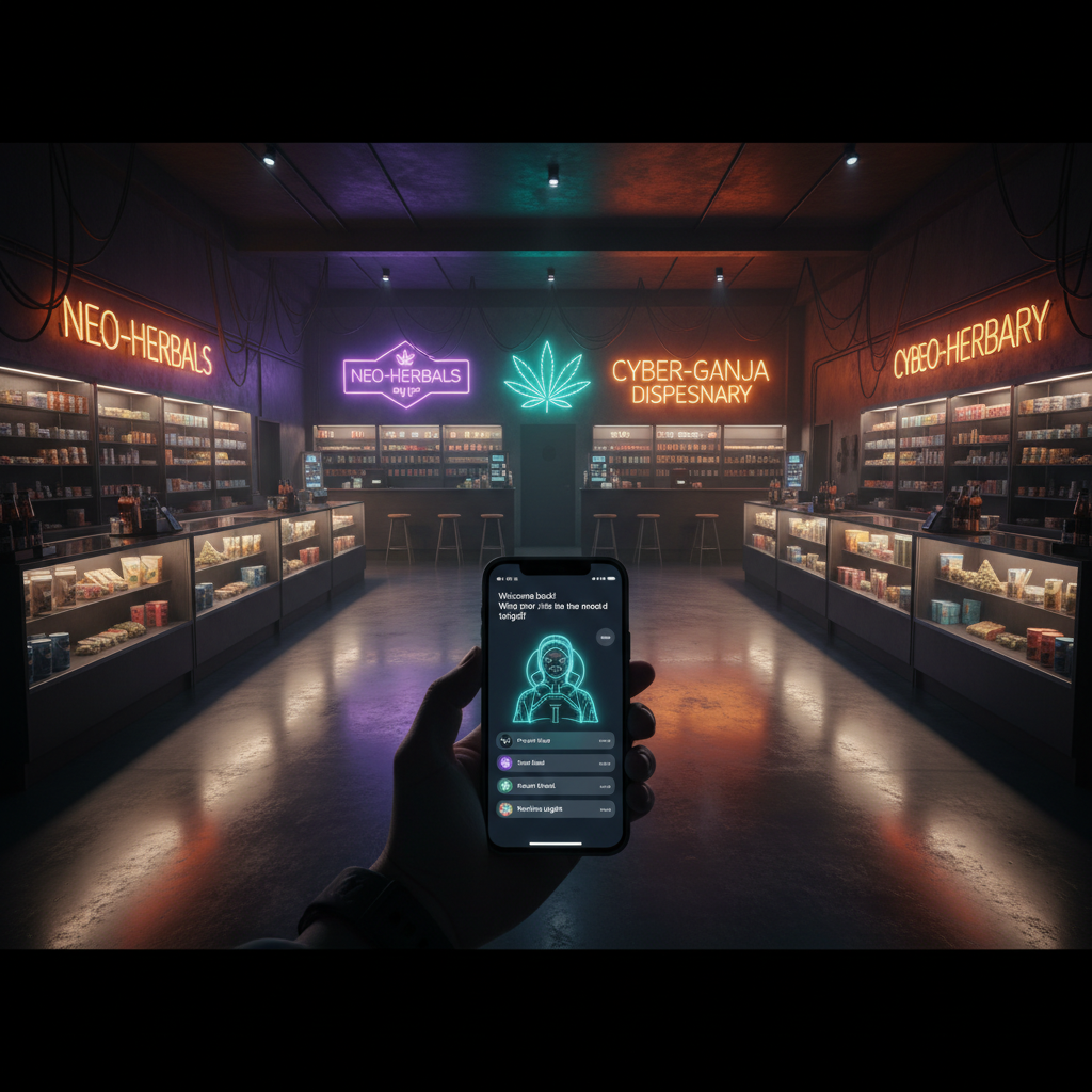 Cannabis dispensary customer interacting with AI interface