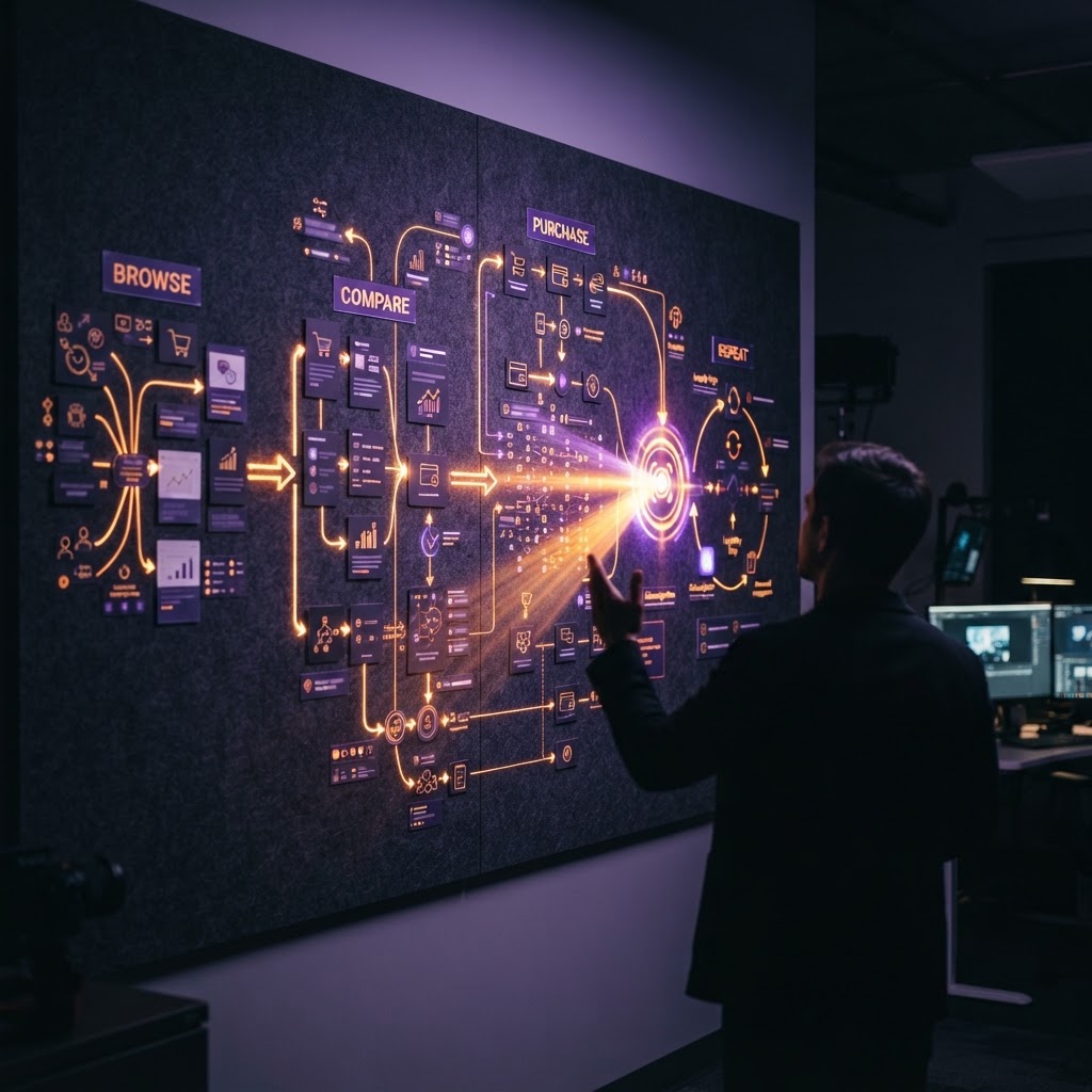 A customer journey map with one clearly explained intent signal highlighted