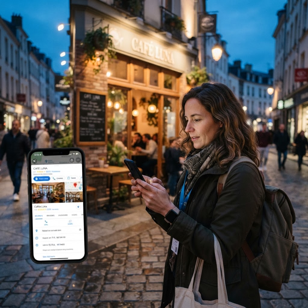 A local operator checking an AI recommendation against a real storefront and business listing