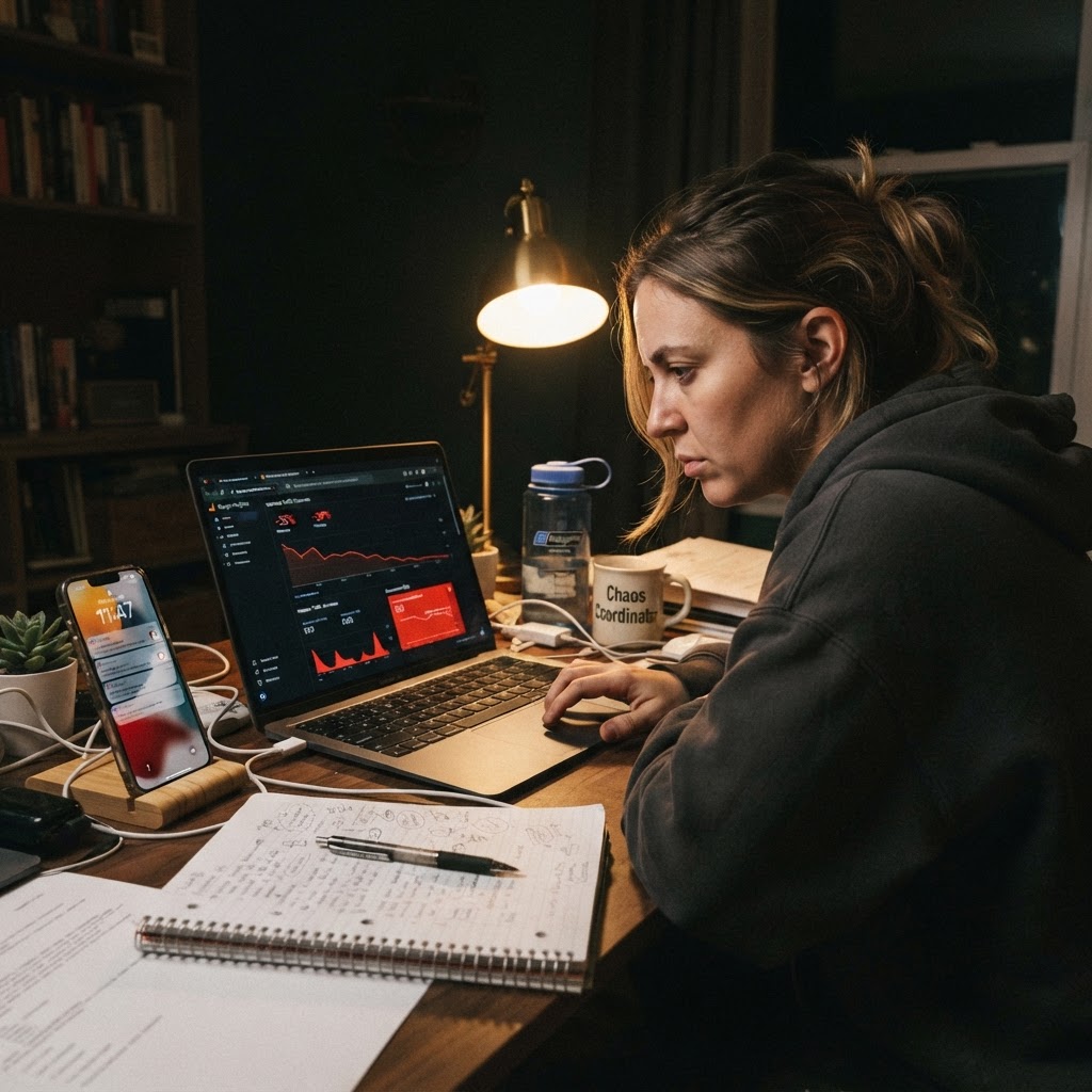 Your 2027 media plan does not need a ChatGPT line item. It needs a reality check. Marketer reviewing ad spend at night desk setup