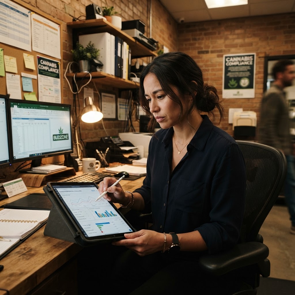 Manager reviewing cancellation reasons on a tablet in a retail back office