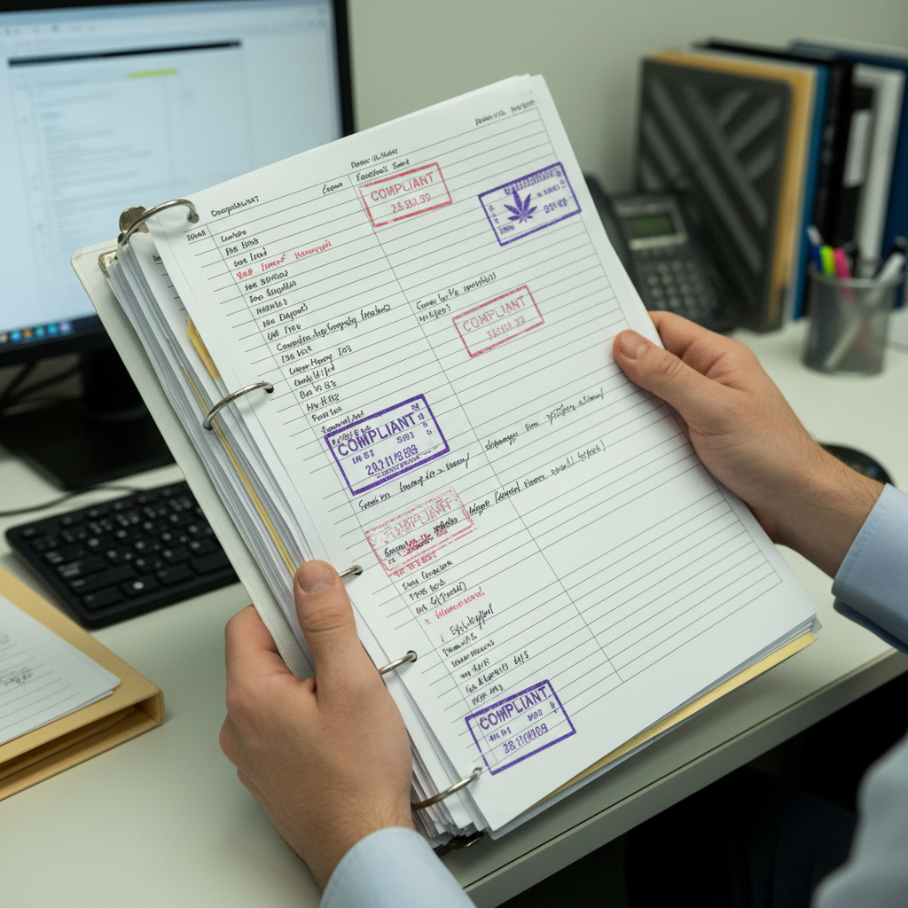 Compliance audit binder with documentation and checklists