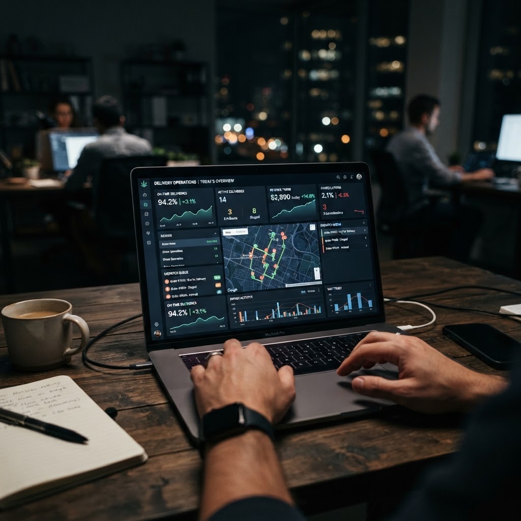 Laptop showing delivery performance trends and cancellation signals