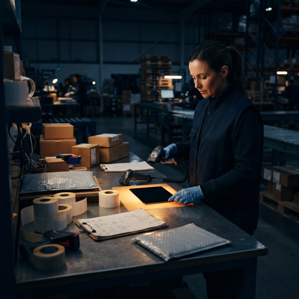 A balanced editorial scene pairs a returned package with a glowing circle representing customer loyalty