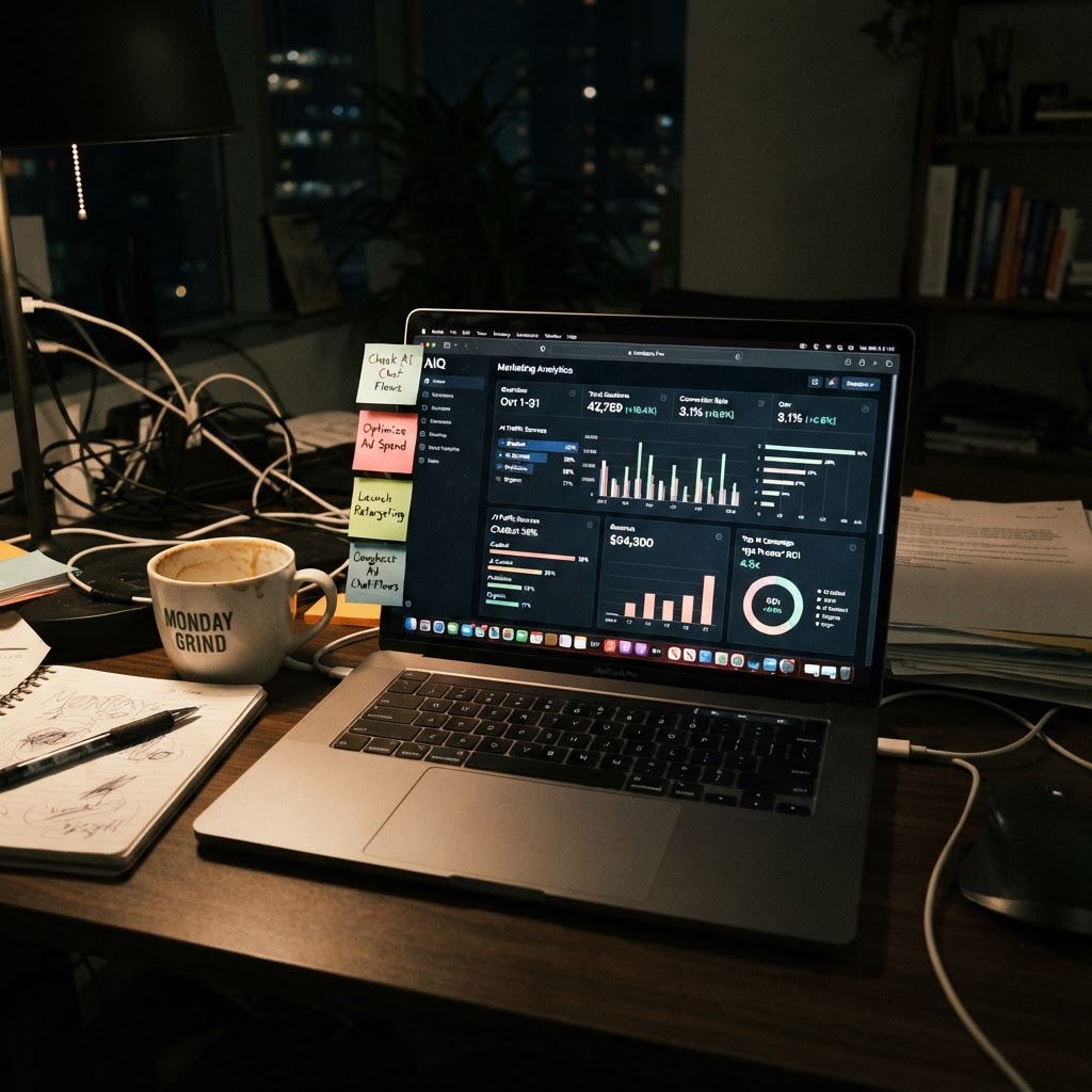 Late-night marketing analytics showing AI traffic sources