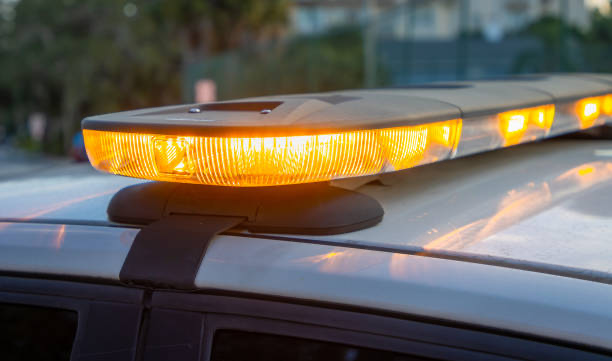Amber LED lightbar installed on vehicle