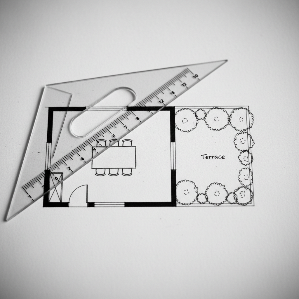 Garden room floor plan and design drawing