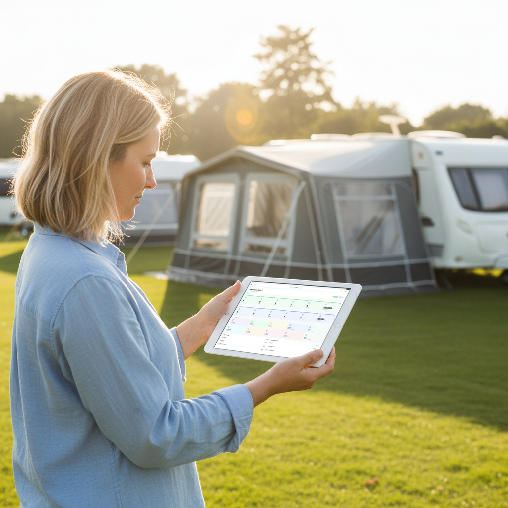 Campsite management system dashboard accessible on mobile and desktop devices
