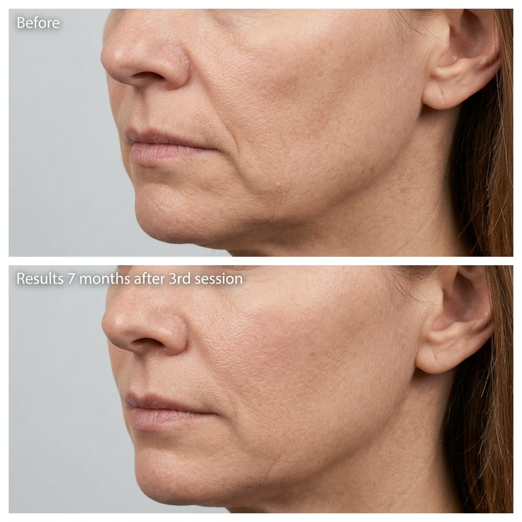 Results at 7 months after 3rd session — nasolabial fold