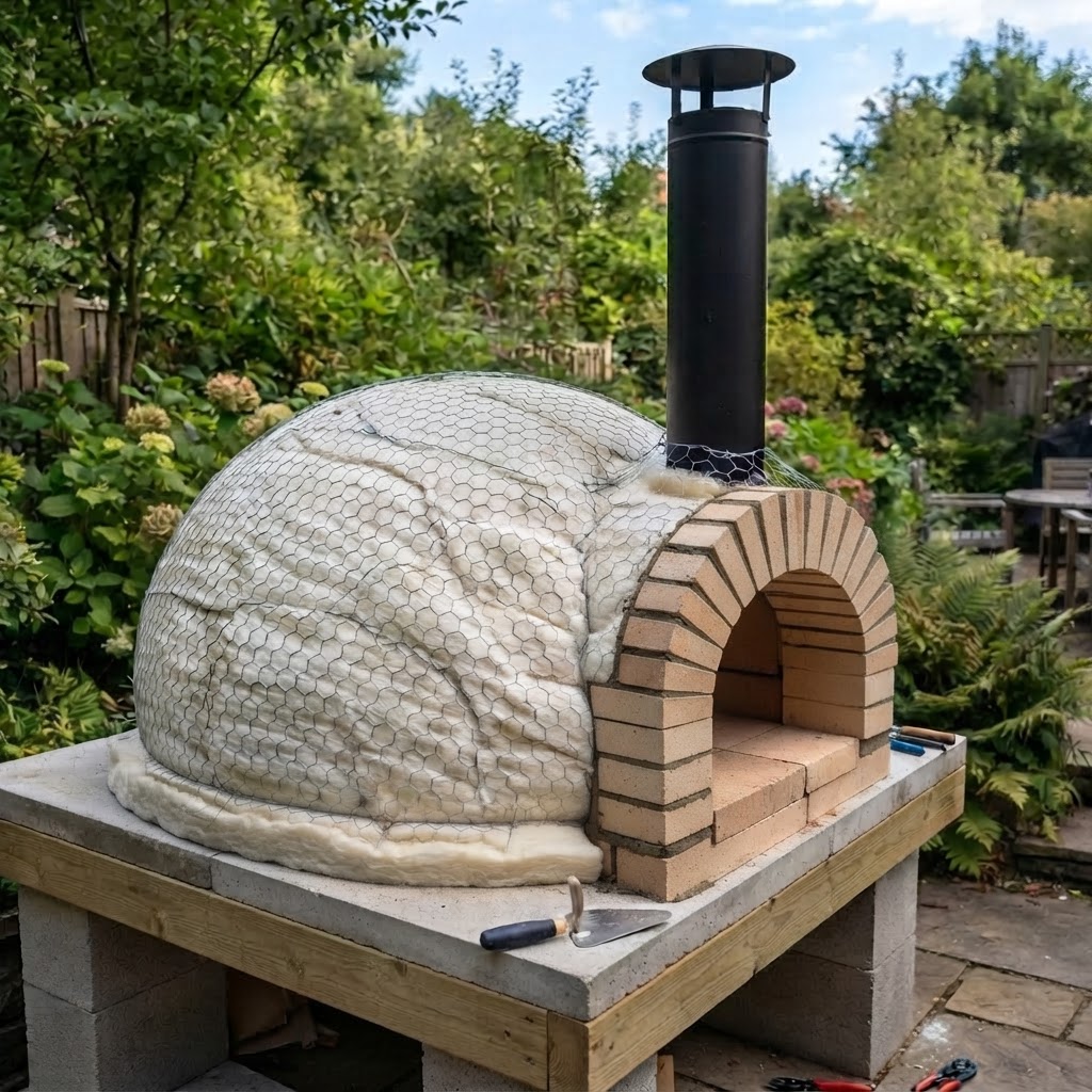 Ceramic fibre blanket insulation wrapped over the dome