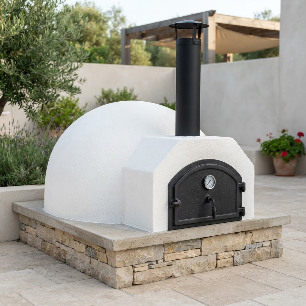 Dome Whitewash (Stucco) style masonry oven finish