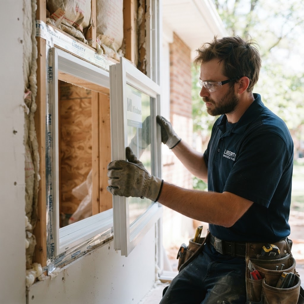 Window installer at work