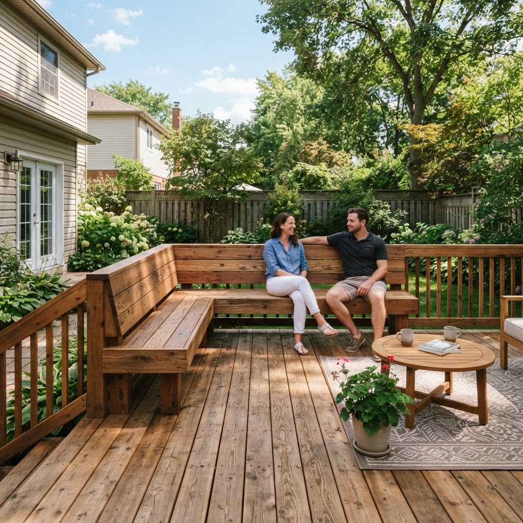 Cedar deck with bench
