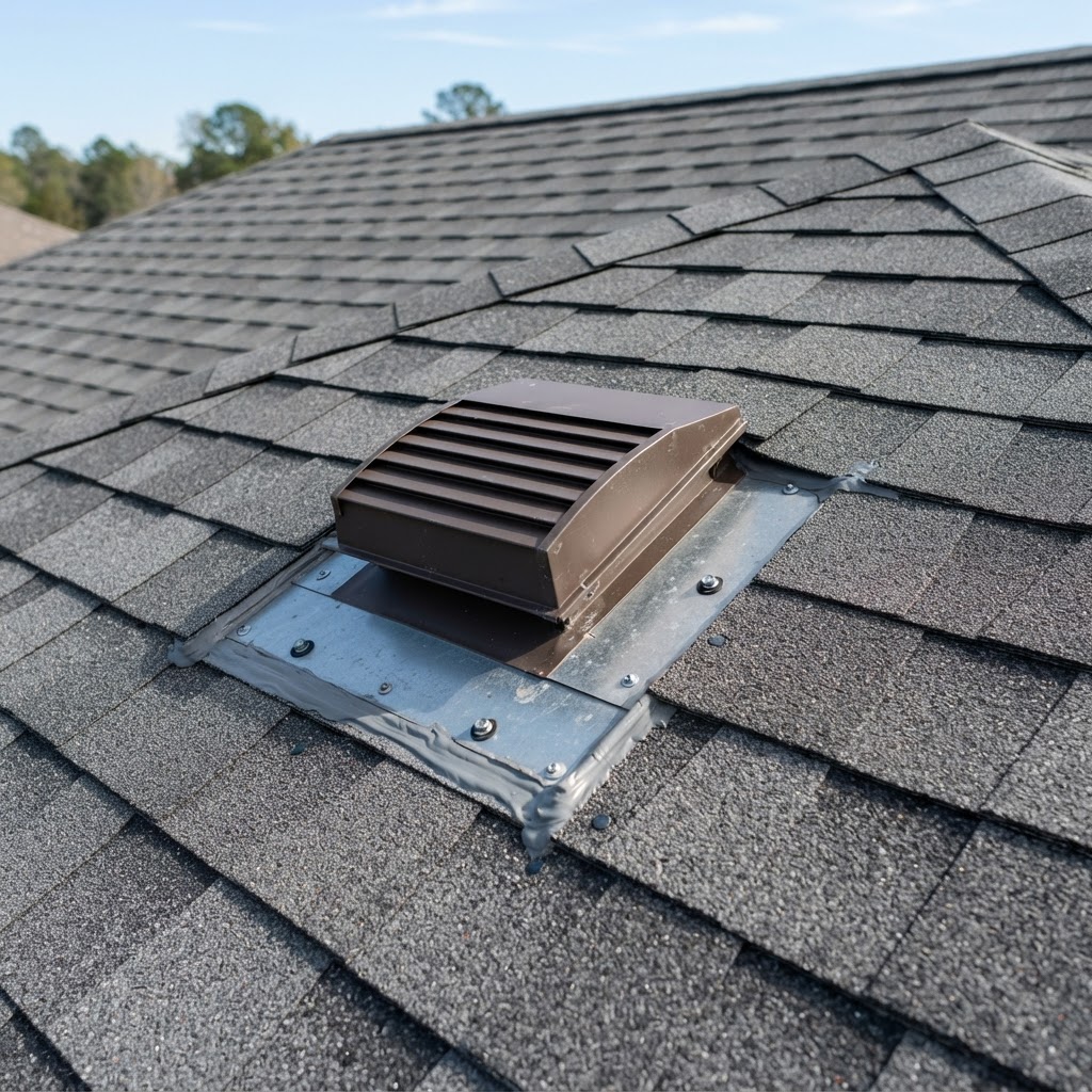 Roof vent and flashing detail