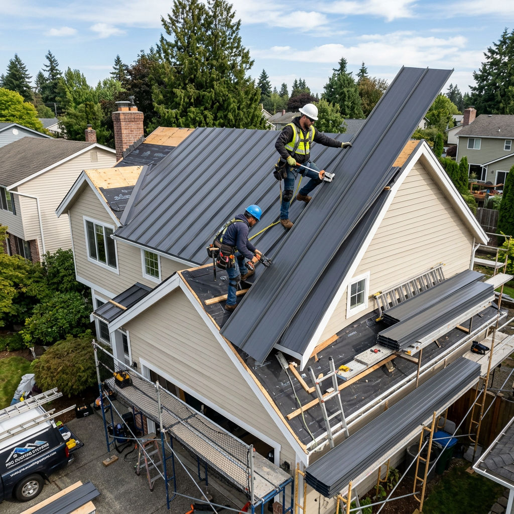 Metal roofing installation
