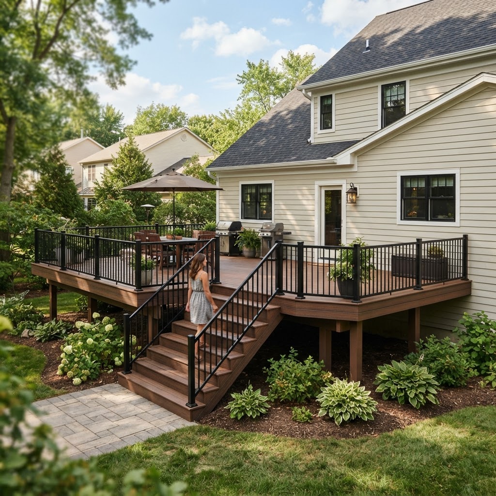 Wraparound deck with steps