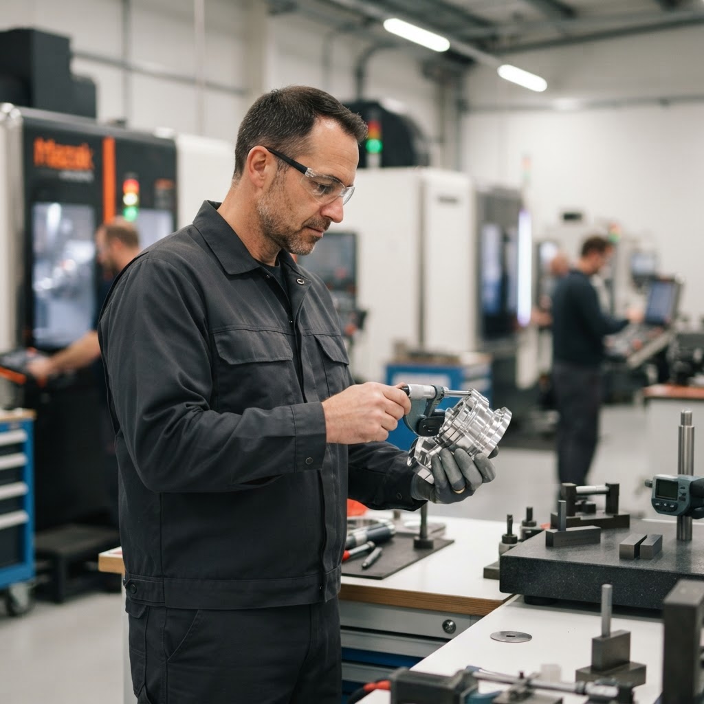 American manufacturing worker in a modern factory