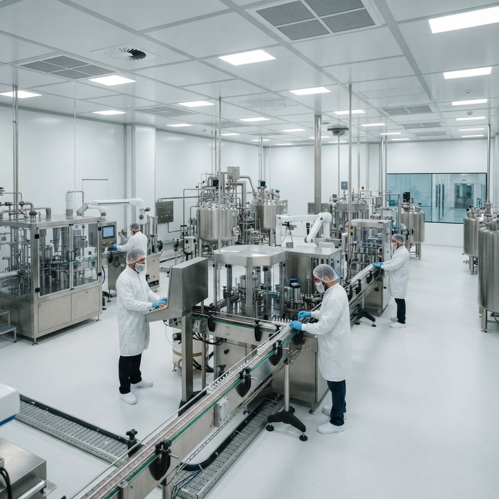 Modern American manufacturing facility with workers operating CNC machinery