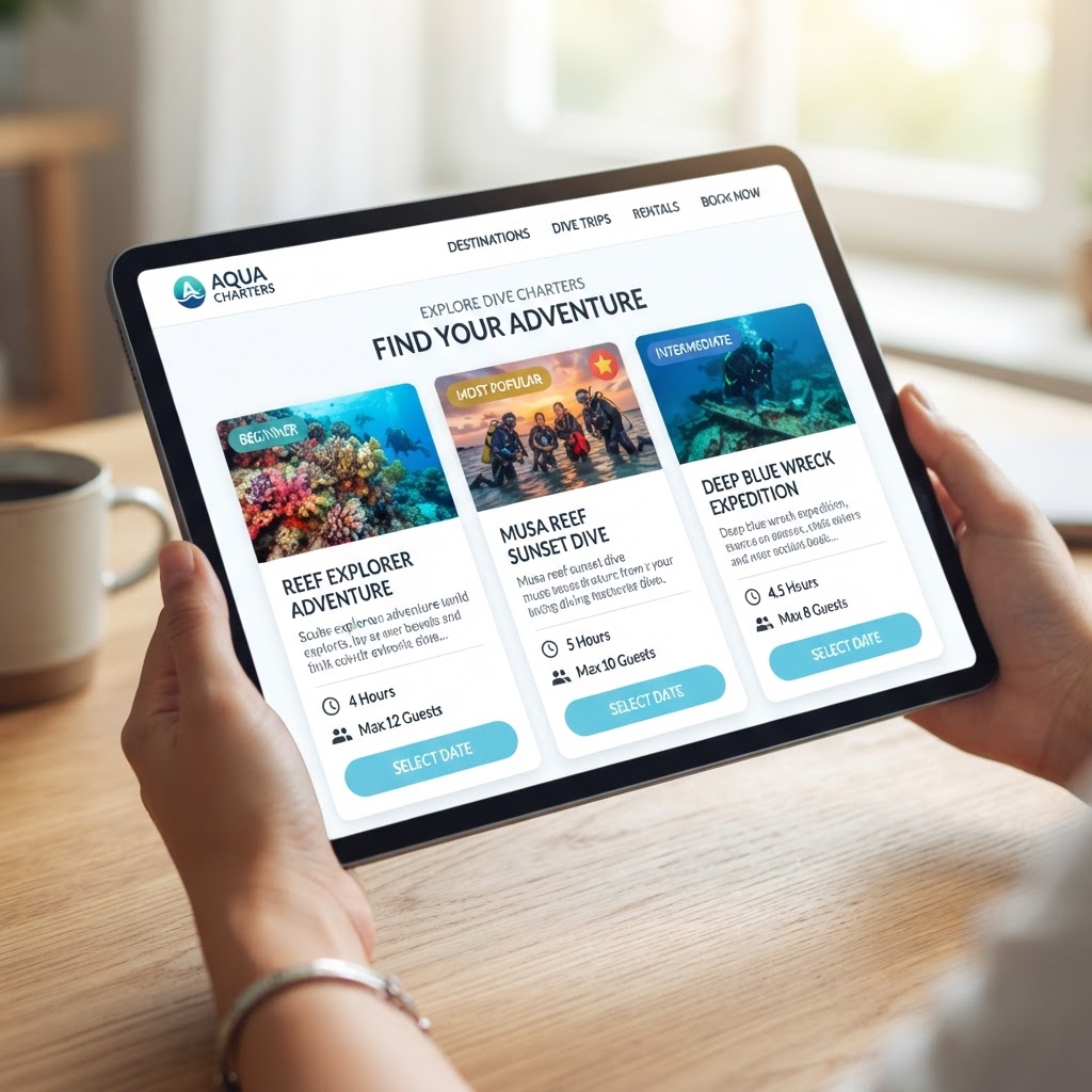Booking engine shown in a light brand theme