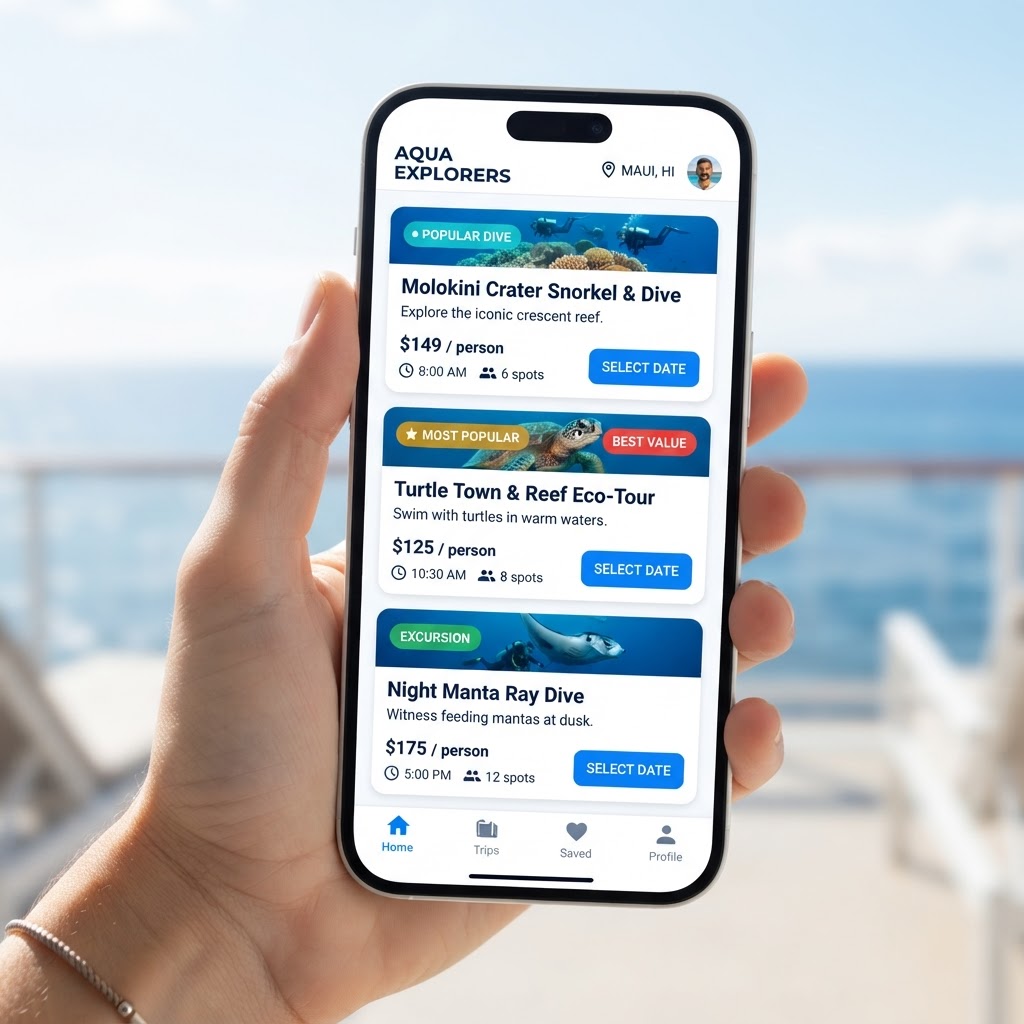 Live sandbox booking flow in a light brand theme