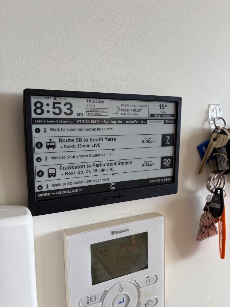 TRMNL e-ink display in real home environment