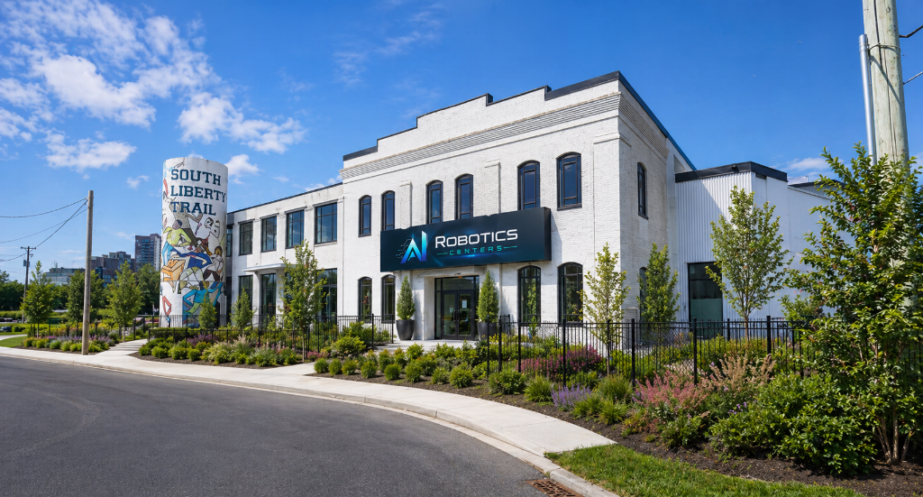 Modern robotics showroom interior