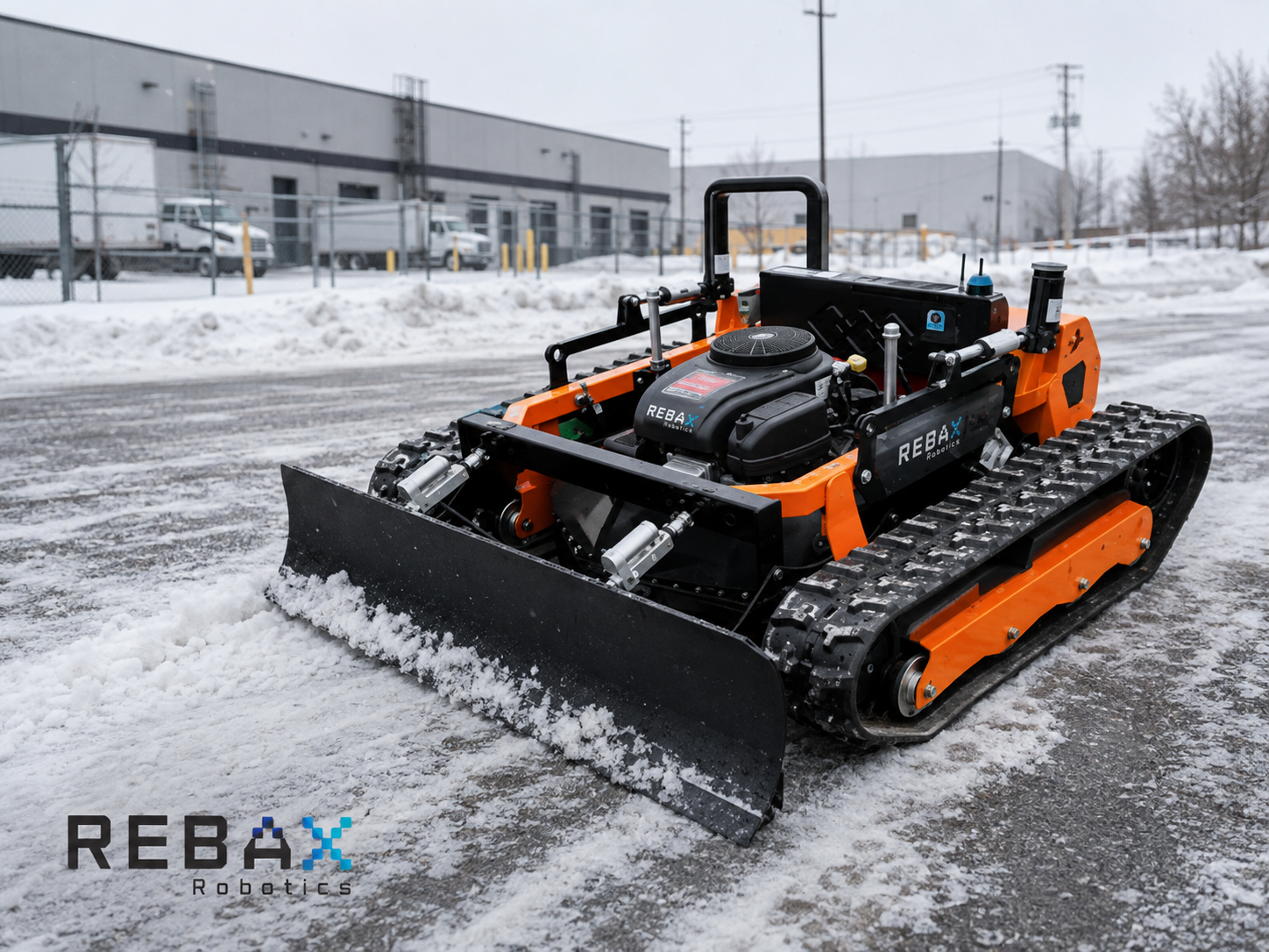 REBAX autonomous snow removal robot clearing snow