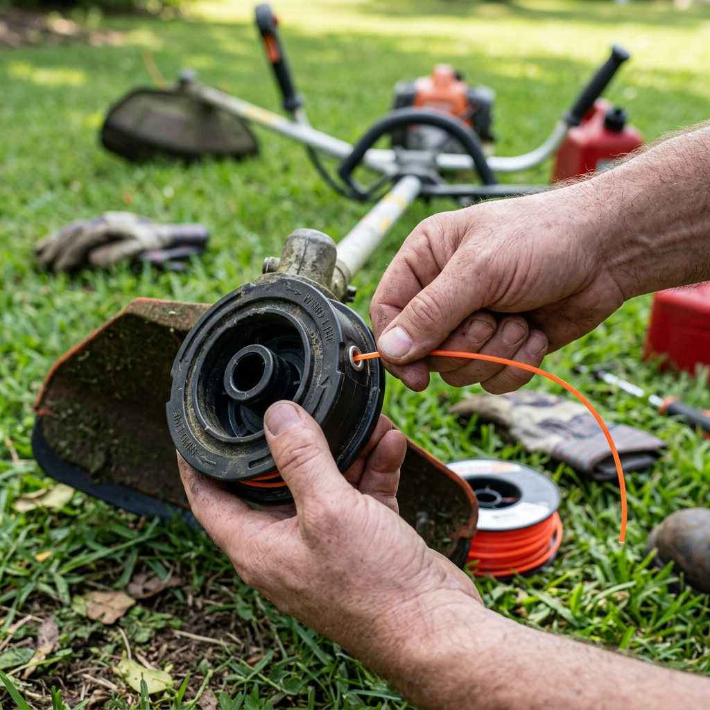 How to Put Line on a String Trimmer (Weed Eater) & Safety Operations