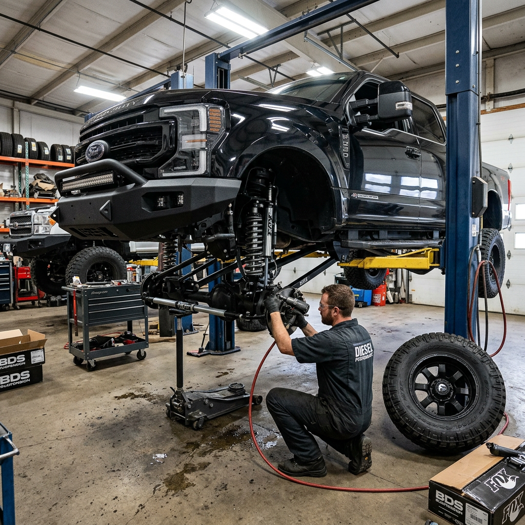 Lift Kit Installation — Diesel Truck (Leveling to Full Suspension)