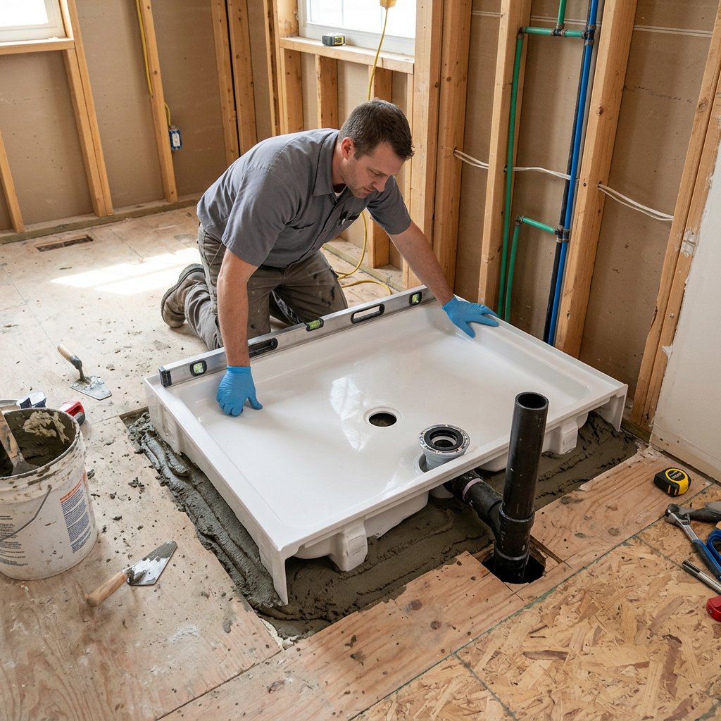 32"×36" Shower Base Installation