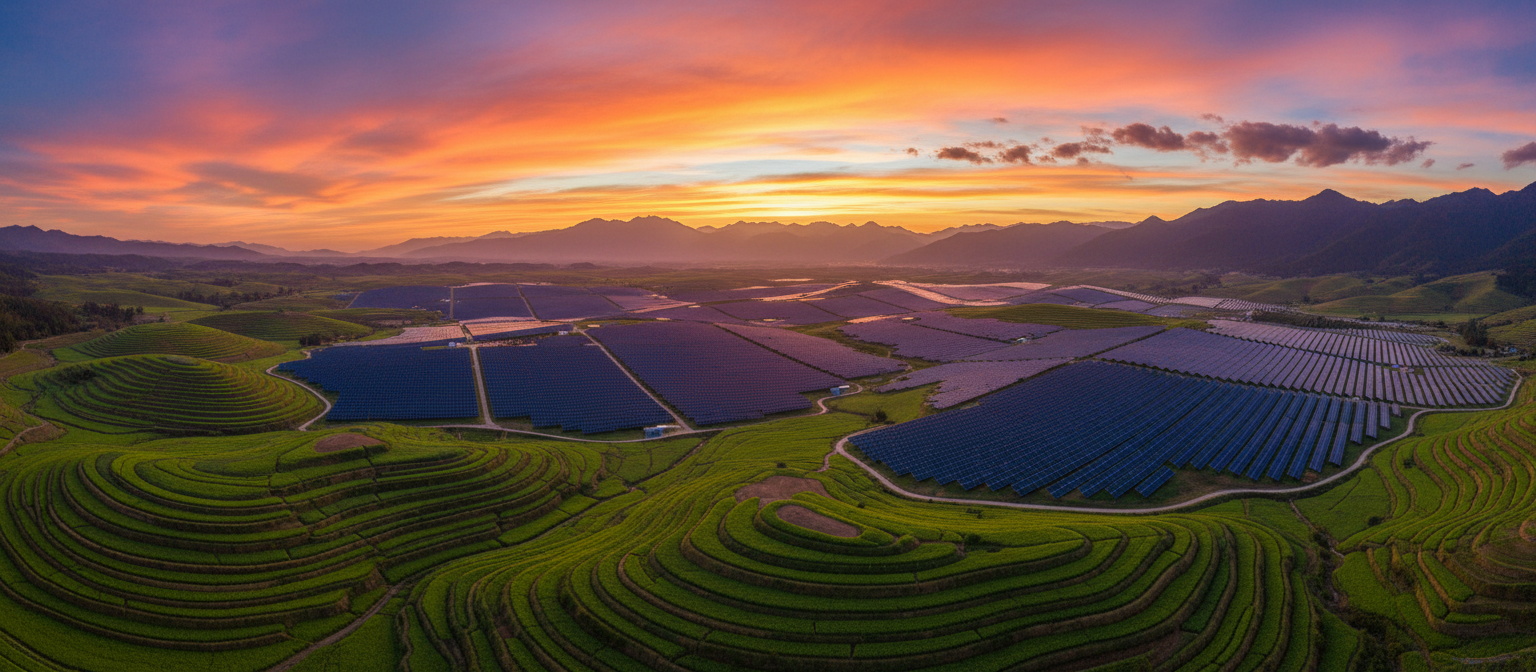 Ugandan landscape with solar installations