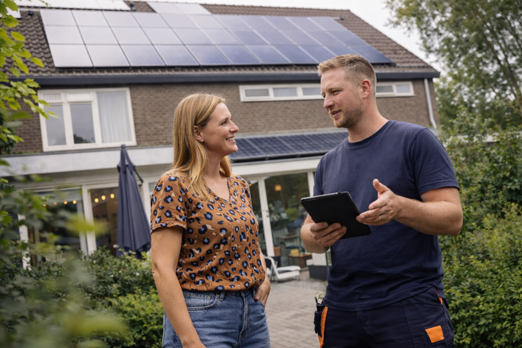 Zonnepanelen installatie op een dak