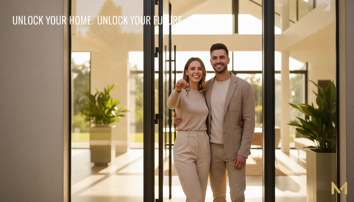 Happy couple with new home keys