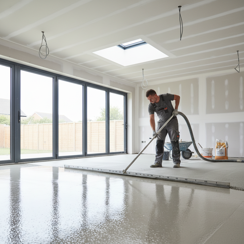 Precision Floor Screeding team at work in Sheffield