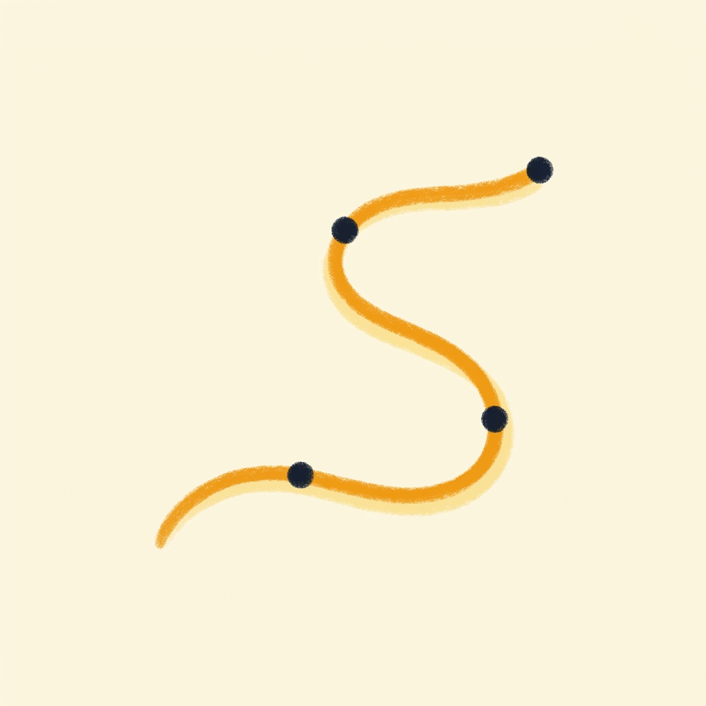 A winding chalk route with stops along it