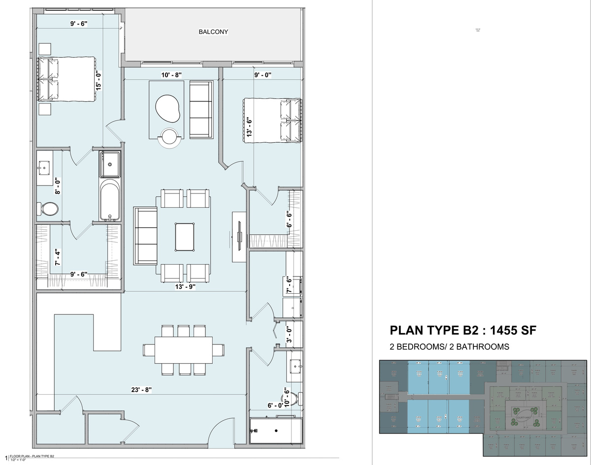 Plan Type B2 · 1,455 SF