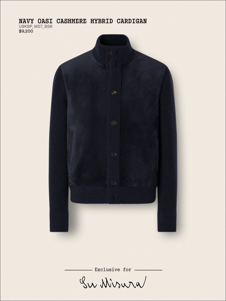 Navy Oasi Cashmere Hybrid Cardigan