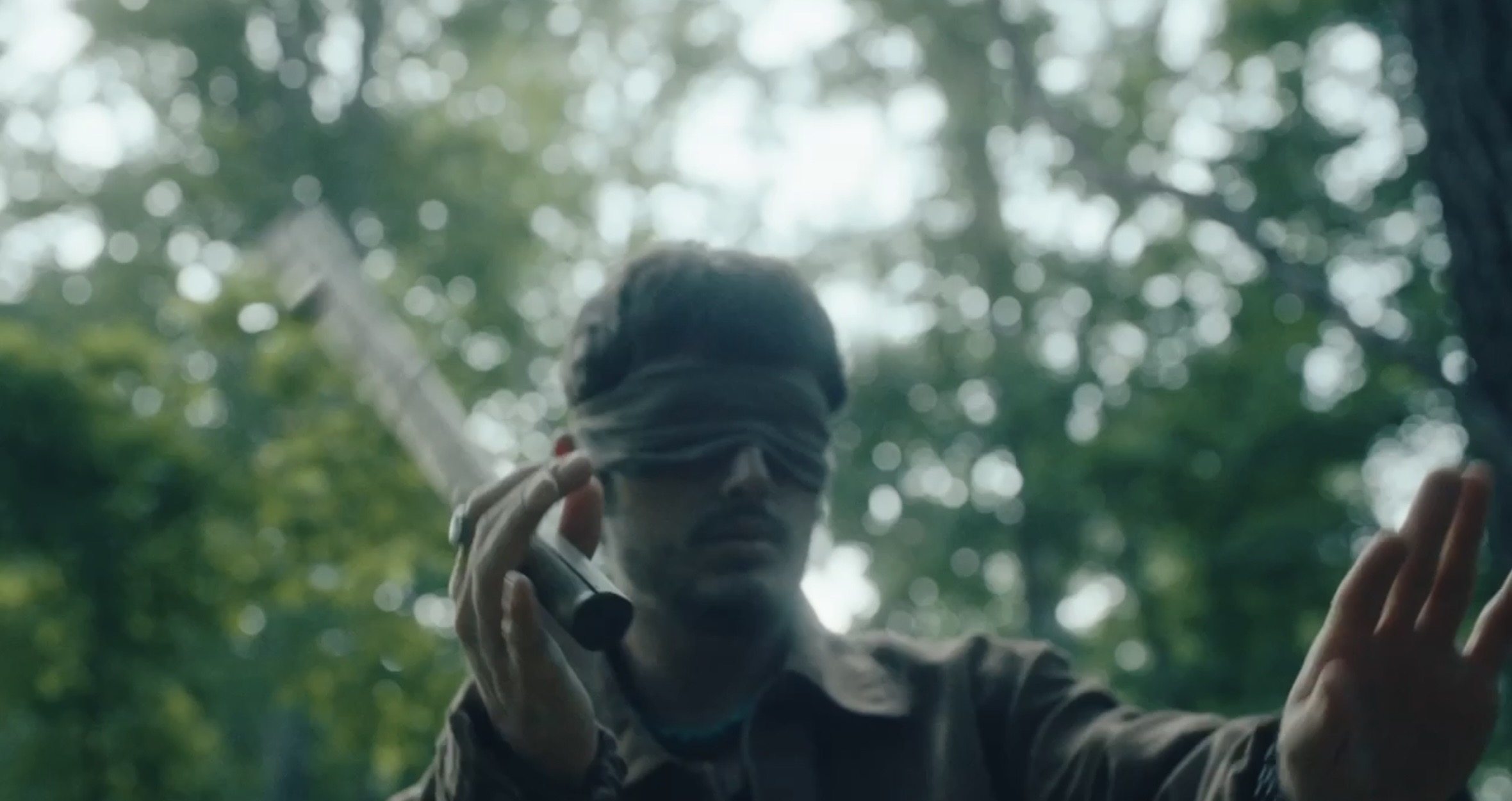 A blindfolded moment in the forest