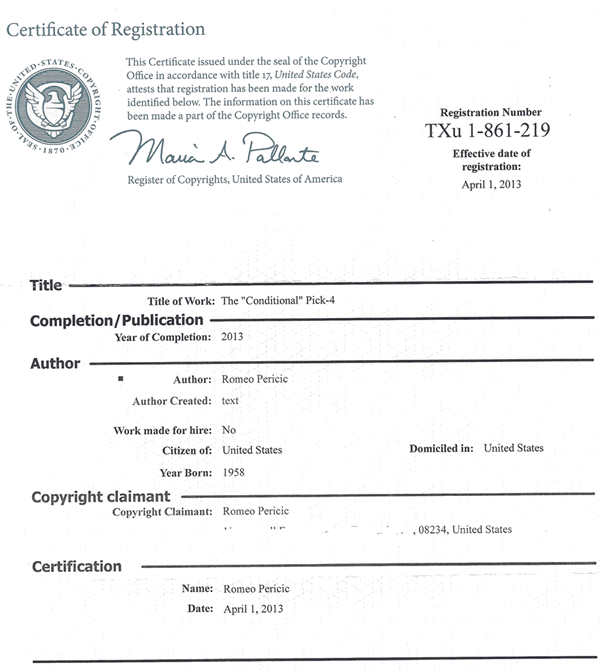 Copyright certificate