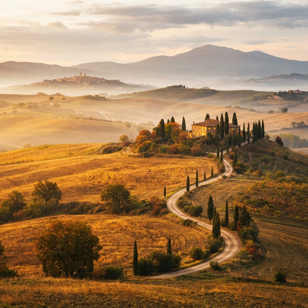 Il Val d'Orcia in autunno: quando i colli toscani diventano un dipinto e il tempo rallenta tra cipressi, nebbia e luce dorata