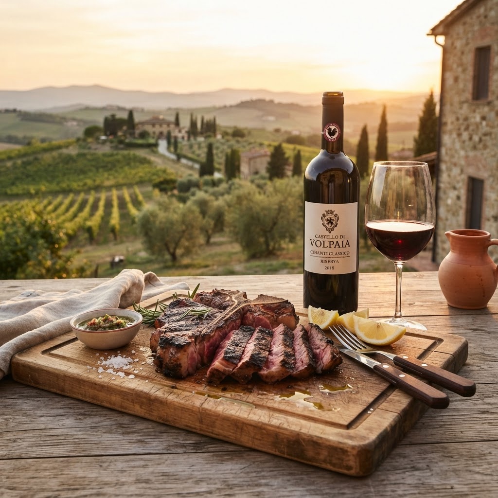 Chianti Classico e bistecca alla fiorentina: il rito toscano dove il Gallo Nero incontra la Chianina