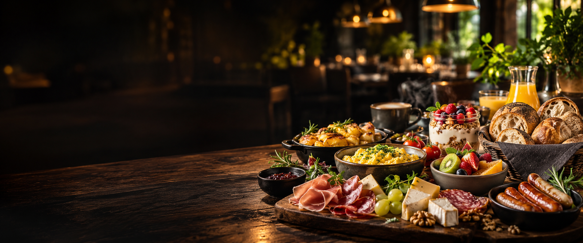 Sonntagsbrunch im warmen Goldlicht – Buffet bei Der Pirat im Hyper Event Center Erkelenz