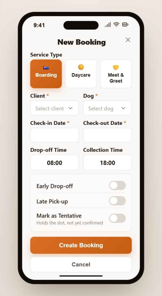 Booking form